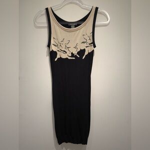 Zac Posen Black and Beige Rabbit Midi Sweater Dress Sleeveless Size XS Women’s